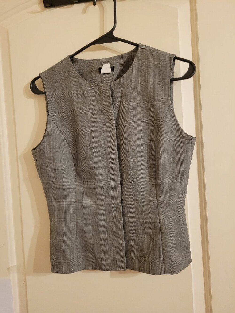 J.Crew Vintage Wool Vest Women's Size 4 Gray Glen Plaid Hidden Button Career Top